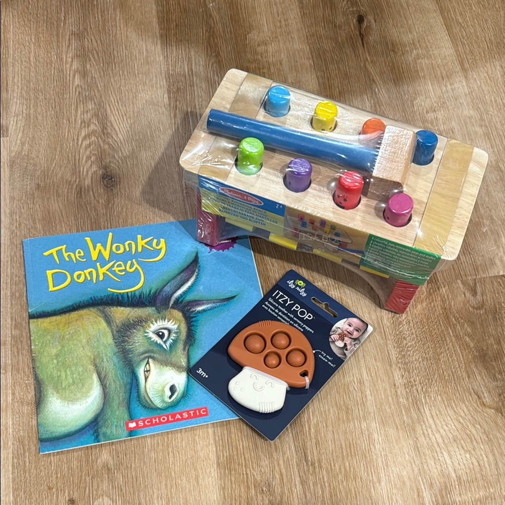 Baby toy set - book, teether, pounding toy 48|A3